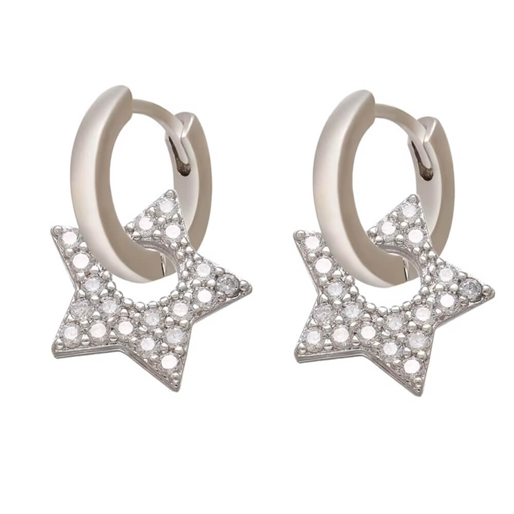 STAR PENDANT GOLD HOOP EARRINGS Y2K
