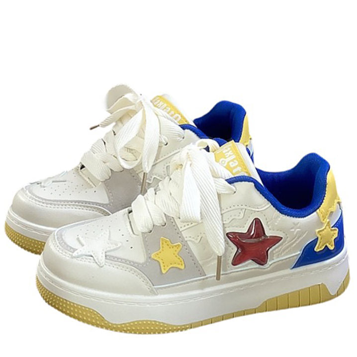 STAR SNEAKERS: BLUE AND YELLOW VEGAN LEATHER JELLY STAR