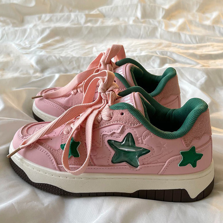 STAR SNEAKERS PINK VEGAN LEATHER BOOGZEL CLOTHING