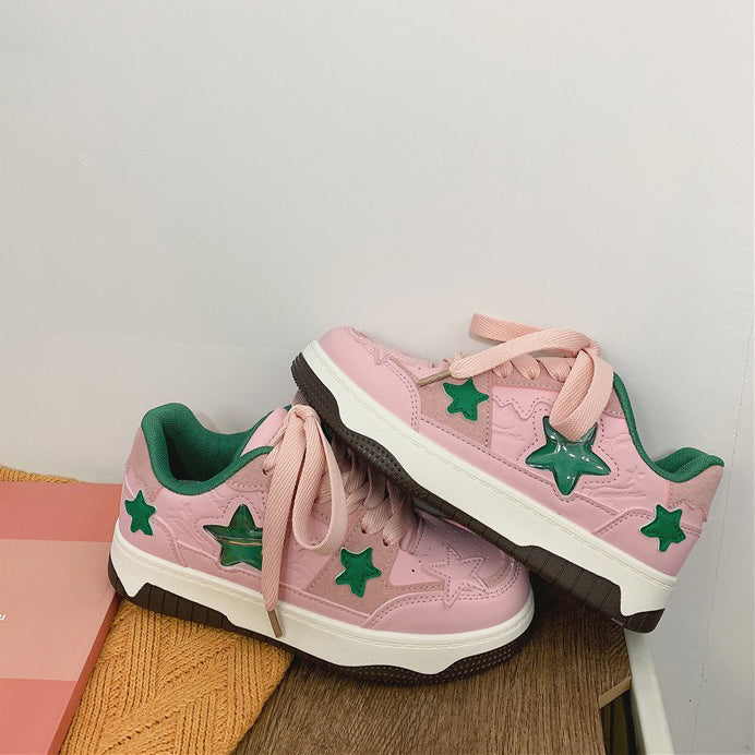 STAR SNEAKERS PINK VEGAN LEATHER BOOGZEL CLOTHING