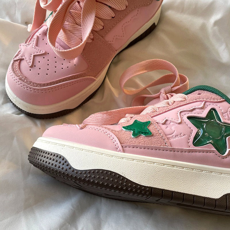 STAR SNEAKERS PINK VEGAN LEATHER BOOGZEL CLOTHING