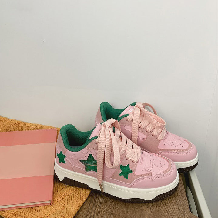STAR SNEAKERS PINK VEGAN LEATHER BOOGZEL CLOTHING