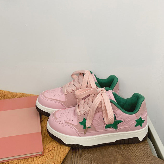STAR SNEAKERS PINK VEGAN LEATHER BOOGZEL CLOTHING