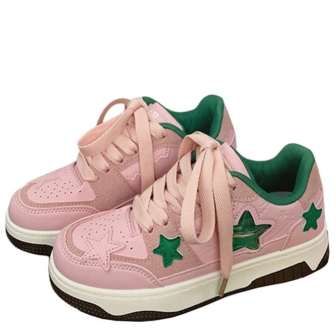 STAR SNEAKERS PINK VEGAN LEATHER BOOGZEL CLOTHING