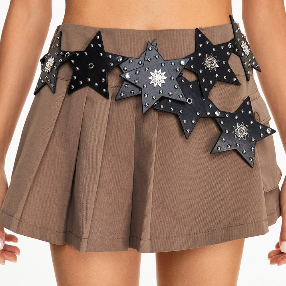 STAR STUDDED HIP BELT VEGAN LEATHER Y2K HIP