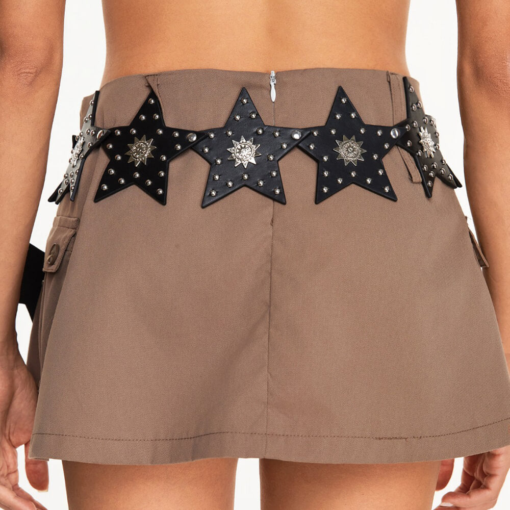STAR STUDDED HIP BELT VEGAN LEATHER Y2K HIP