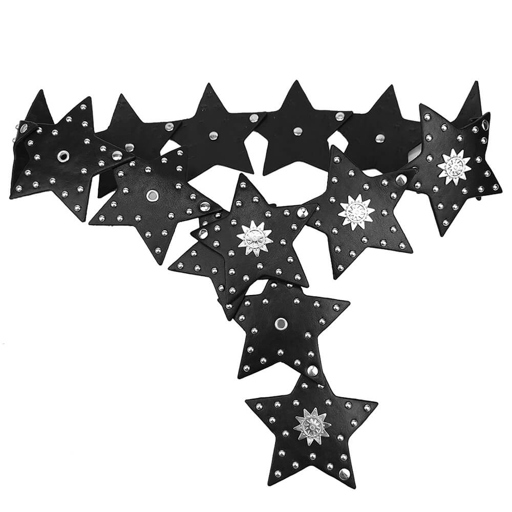 STAR STUDDED HIP BELT VEGAN LEATHER Y2K HIP