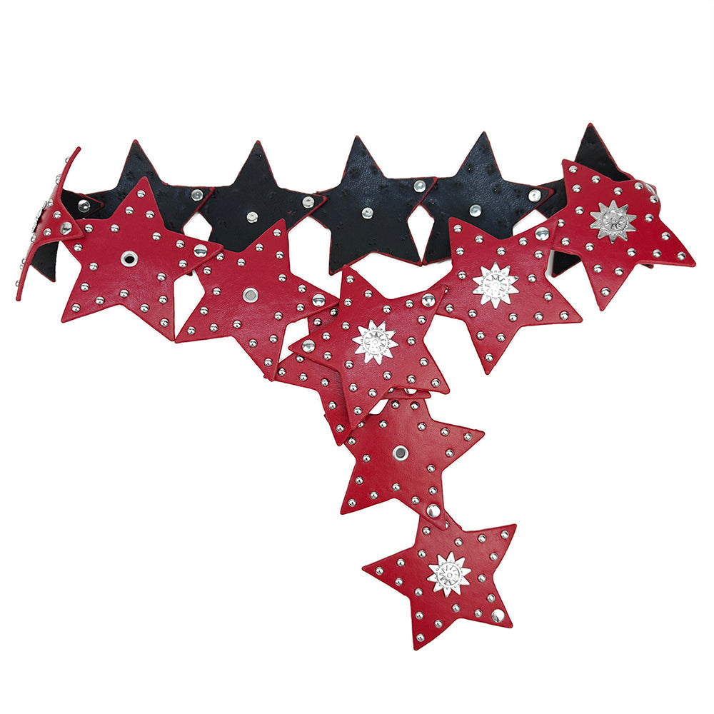 STAR STUDDED HIP BELT VEGAN LEATHER Y2K HIP