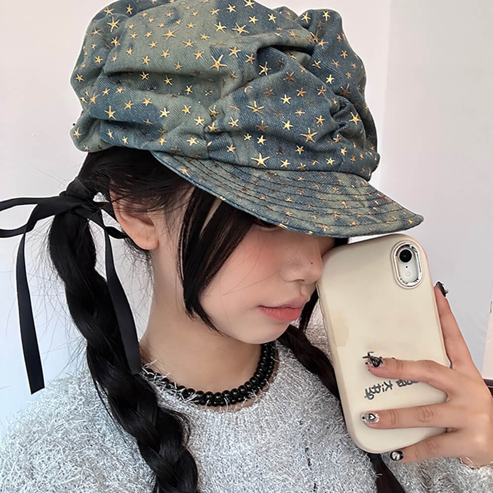 STAR STUDS DENIM HAT Y2K STARS