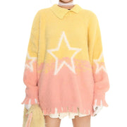 STAR SWEATER PASTEL GRADIENT KNIT SWEATER