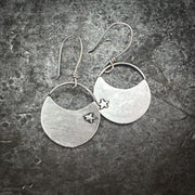North Star Crescent Disc Earrings | Sterling Silver + Hand-Pierced Stars | Ride the Wind Collection