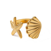 STARFISH SEASHELL RING OCEAN ELEGANCE JEWELRY COLLECTION