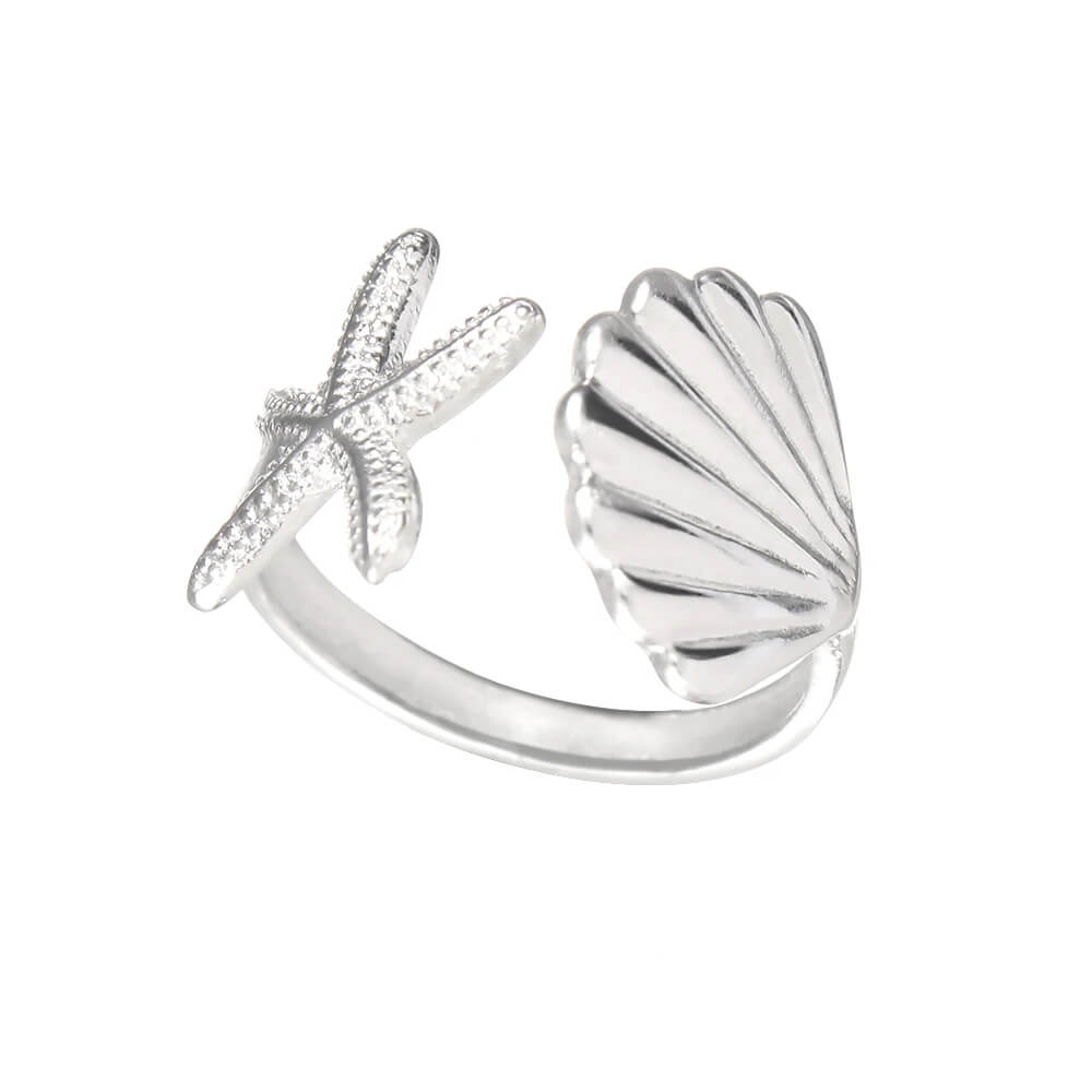 STARFISH SEASHELL RING OCEAN ELEGANCE JEWELRY COLLECTION