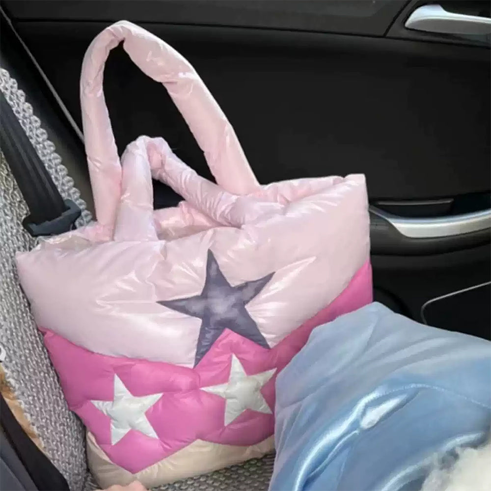 STARRY NIGHT TOTE BAG Y2K STAR PUFFER