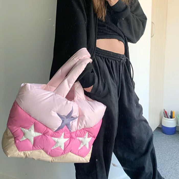 STARRY NIGHT TOTE BAG Y2K STAR PUFFER