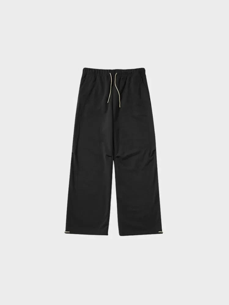BEIGE STRAIGHT FLEECE SWEATPANTS WITH DRAWSTRING