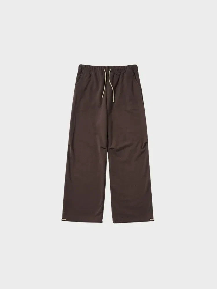 BEIGE STRAIGHT FLEECE SWEATPANTS WITH DRAWSTRING