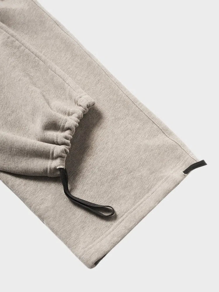 BEIGE STRAIGHT FLEECE SWEATPANTS WITH DRAWSTRING