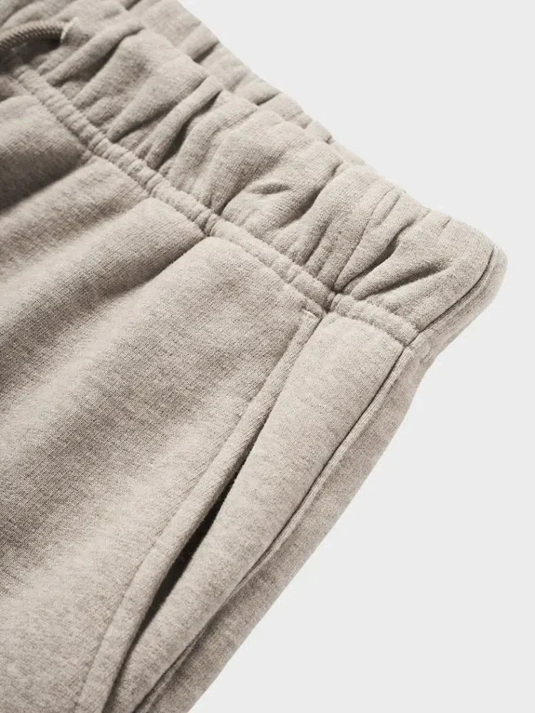 BEIGE STRAIGHT FLEECE SWEATPANTS WITH DRAWSTRING