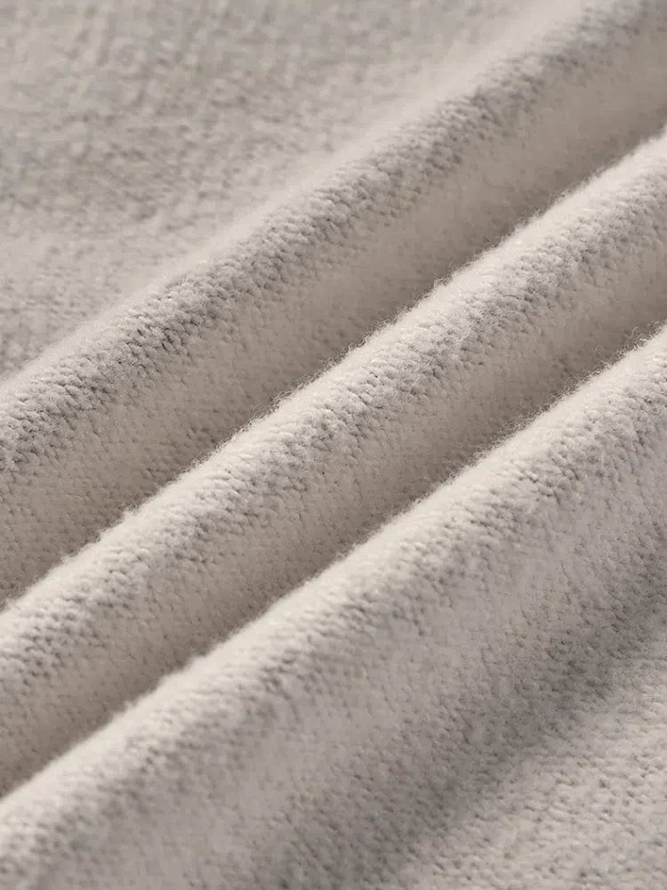BEIGE STRAIGHT FLEECE SWEATPANTS WITH DRAWSTRING