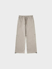 BEIGE STRAIGHT FLEECE SWEATPANTS WITH DRAWSTRING