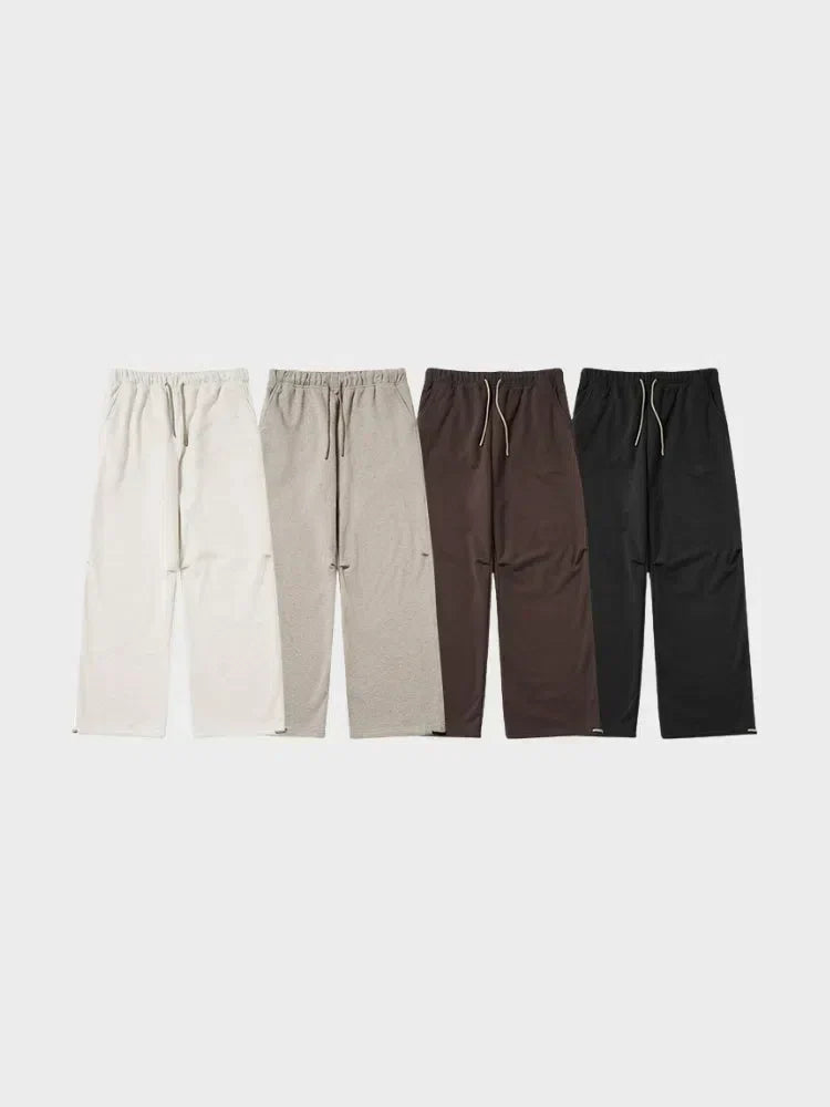 BEIGE STRAIGHT FLEECE SWEATPANTS WITH DRAWSTRING