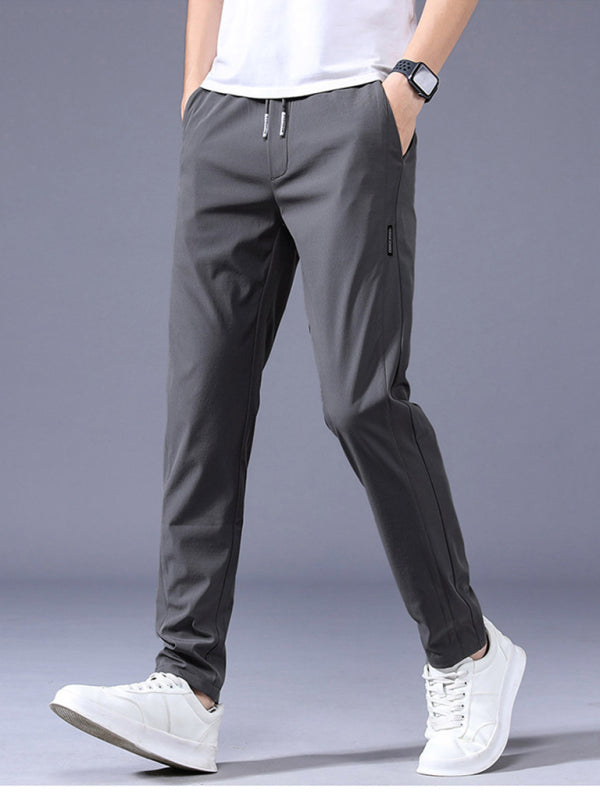 Straight Loose Elastic Boys Non-Iron Casual Pants Cargo Pants - Charcoal grey / M