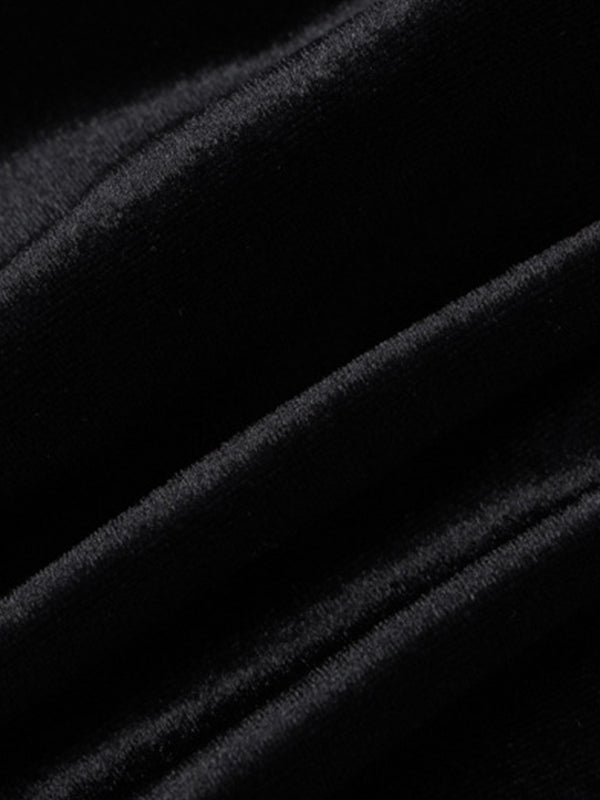 STRAPLESS MINI DRESS WITH VELVET SPLICE PLEATED DETAIL