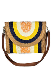 Straw Multi Color Clutch Crossbody Bag