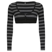 STRIPED CROPPED CARDIGAN EMO AESTHETIC STRIPE
