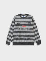 STRIPED GRAY STREETWEAR SWEATSHIRT FOR EVERYDAY WEAR