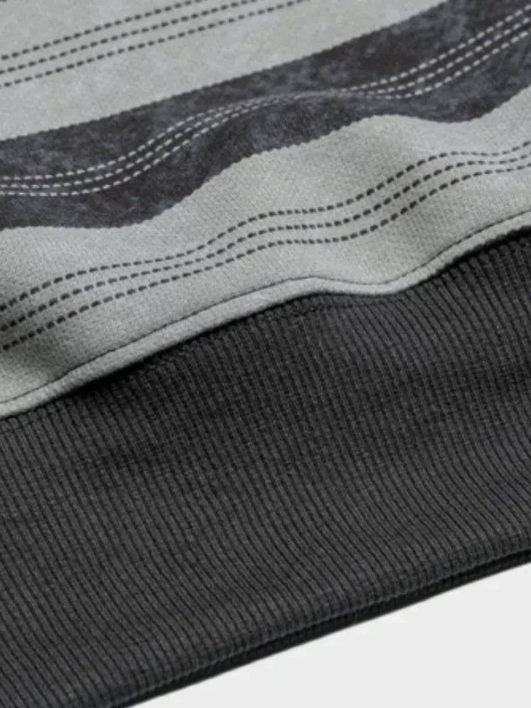 STRIPED GRAY STREETWEAR SWEATSHIRT FOR EVERYDAY WEAR
