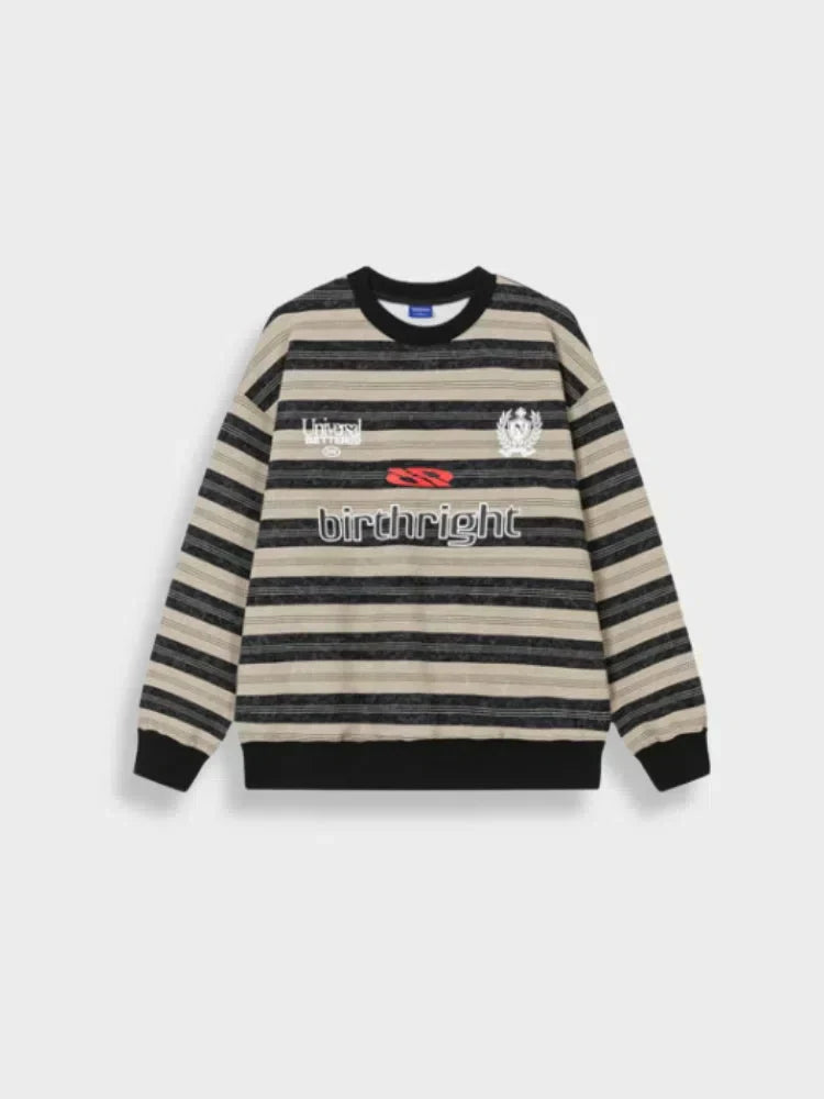 STRIPED GRAY STREETWEAR SWEATSHIRT FOR EVERYDAY WEAR