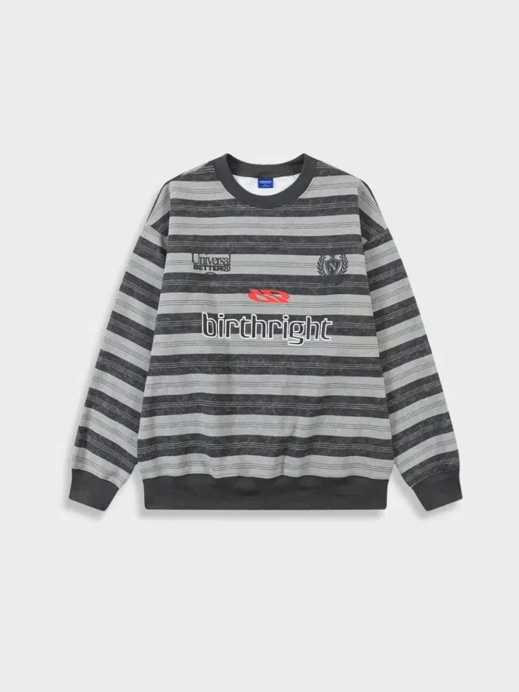 STRIPED GRAY STREETWEAR SWEATSHIRT FOR EVERYDAY WEAR