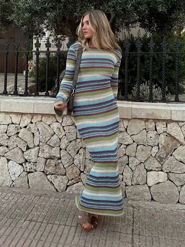 Striped knit dress - Pattern / S