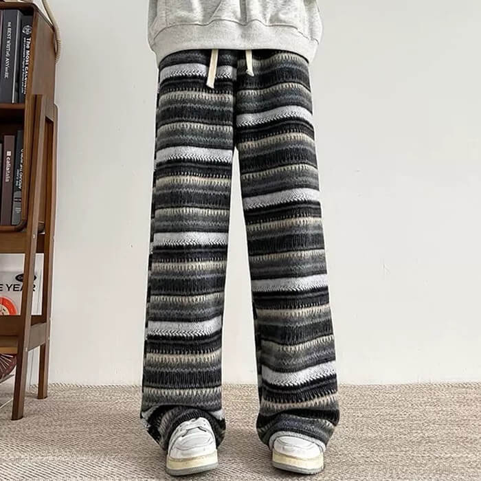 STRIPED KNIT PANTS VINTAGE AESTHETIC TIMELESS ELEGANCE