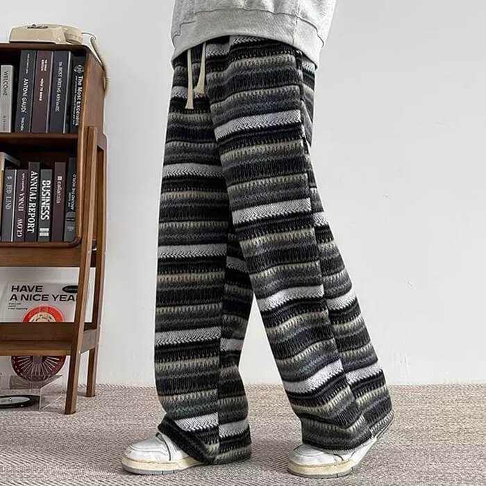 STRIPED KNIT PANTS VINTAGE AESTHETIC TIMELESS ELEGANCE