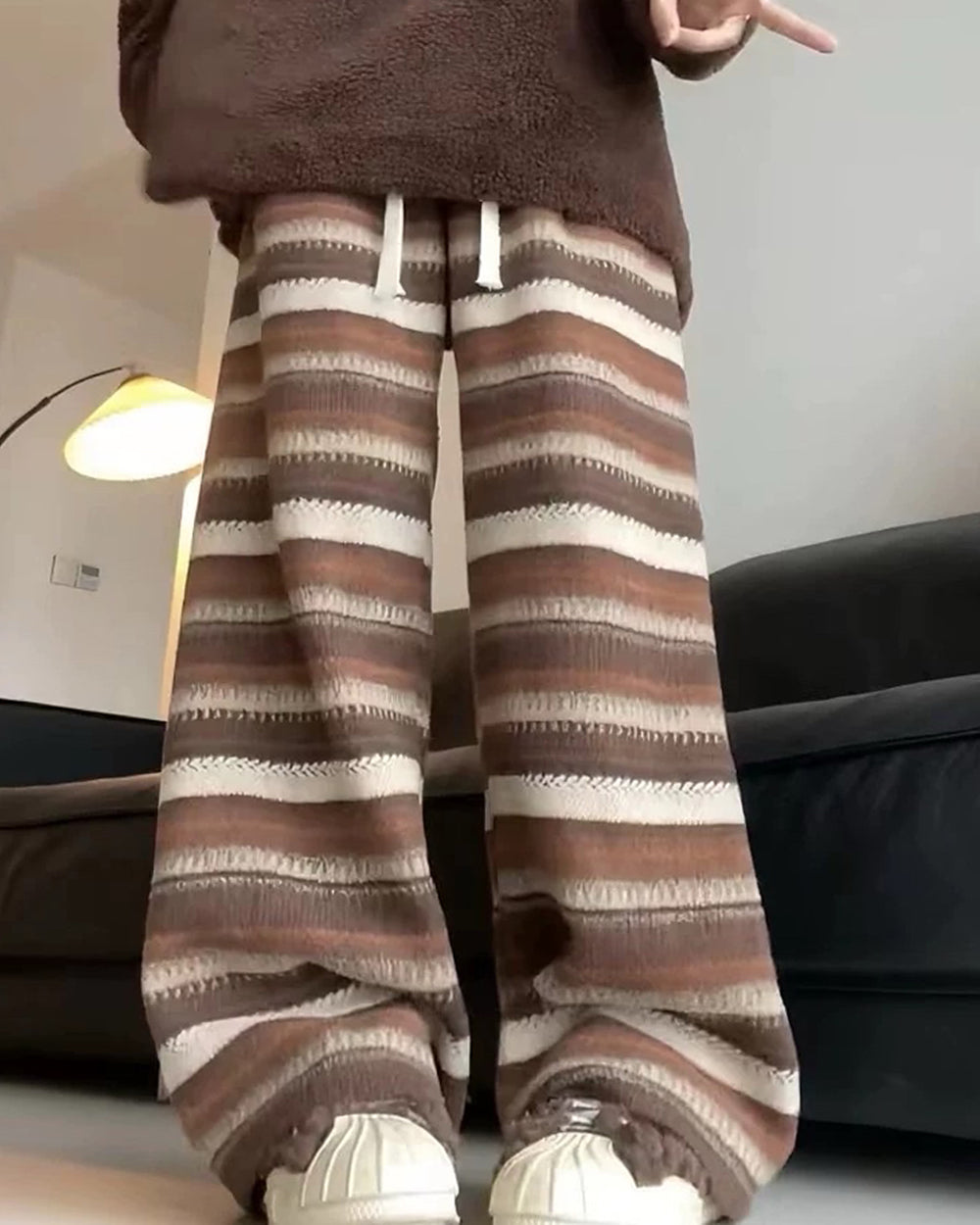 STRIPED KNIT PANTS VINTAGE GRANDMA-INSPIRED AESTHETIC