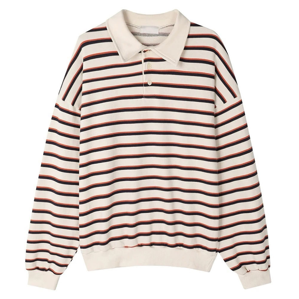 STRIPED LONG-SLEEVED POLO SHIRT FOR MEN