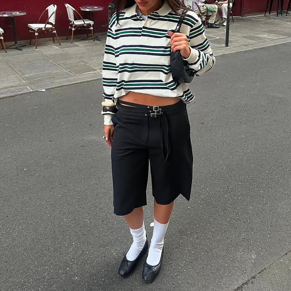 STRIPED LONG-SLEEVED POLO SHIRT FOR RUGBY ENTHUSIASTS