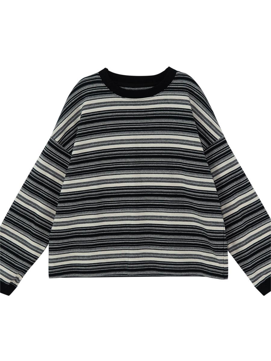 STRIPED LONG-SLEEVED SHIRT WITH CREW NECK AND LOOSE FIT