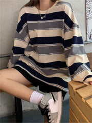STRIPED OVERSIZED LONG SLEEVE SHIRT - VERSATILE LONG SLEEVE OPTION