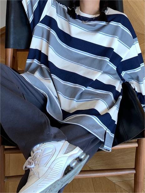 STRIPED OVERSIZED LONG SLEEVE SHIRT - VERSATILE LONG SLEEVE OPTION