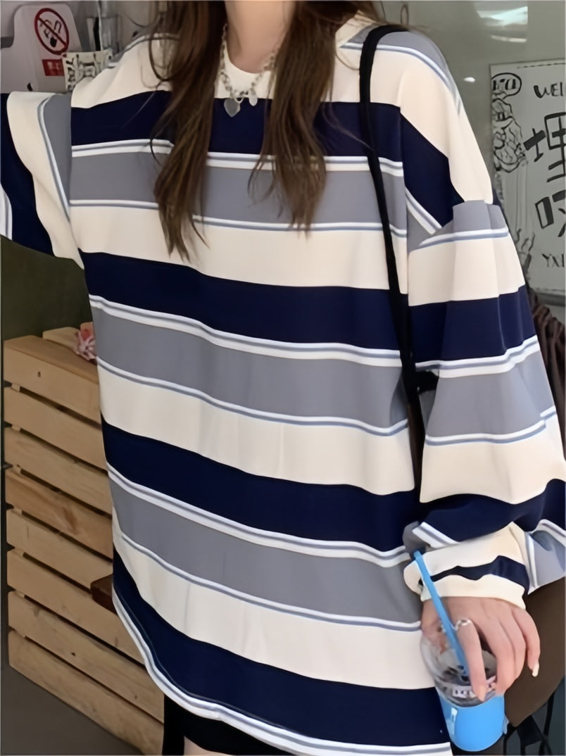 STRIPED OVERSIZED LONG SLEEVE SHIRT - VERSATILE LONG SLEEVE OPTION