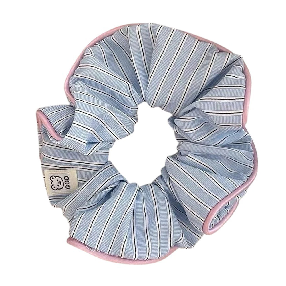 STRIPED SCRUNCHIE WITH PINK TRIM HAIR ACCESSORY