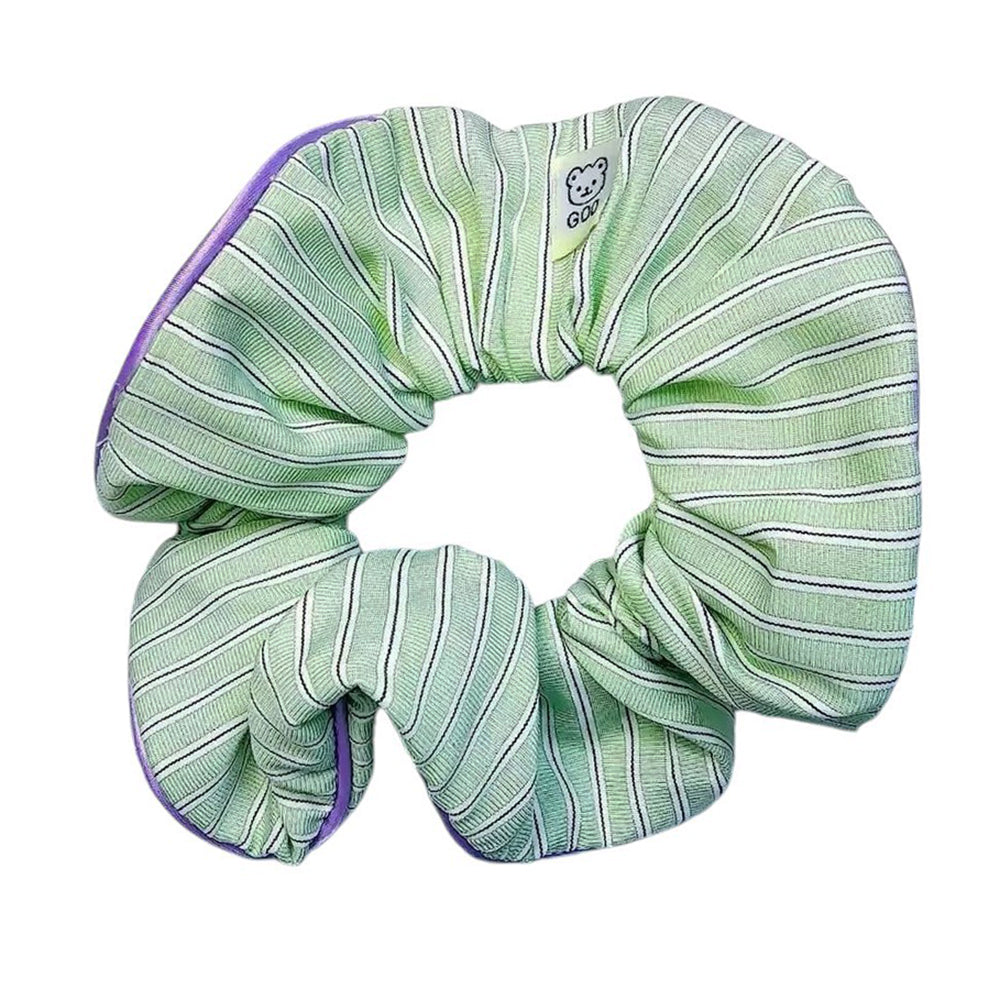 STRIPED SCRUNCHIE WITH PINK TRIM HAIR ACCESSORY