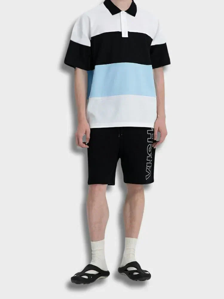STRIPED SHORT-SLEEVED POLO SHIRT FOR MEN’S CASUAL WEAR