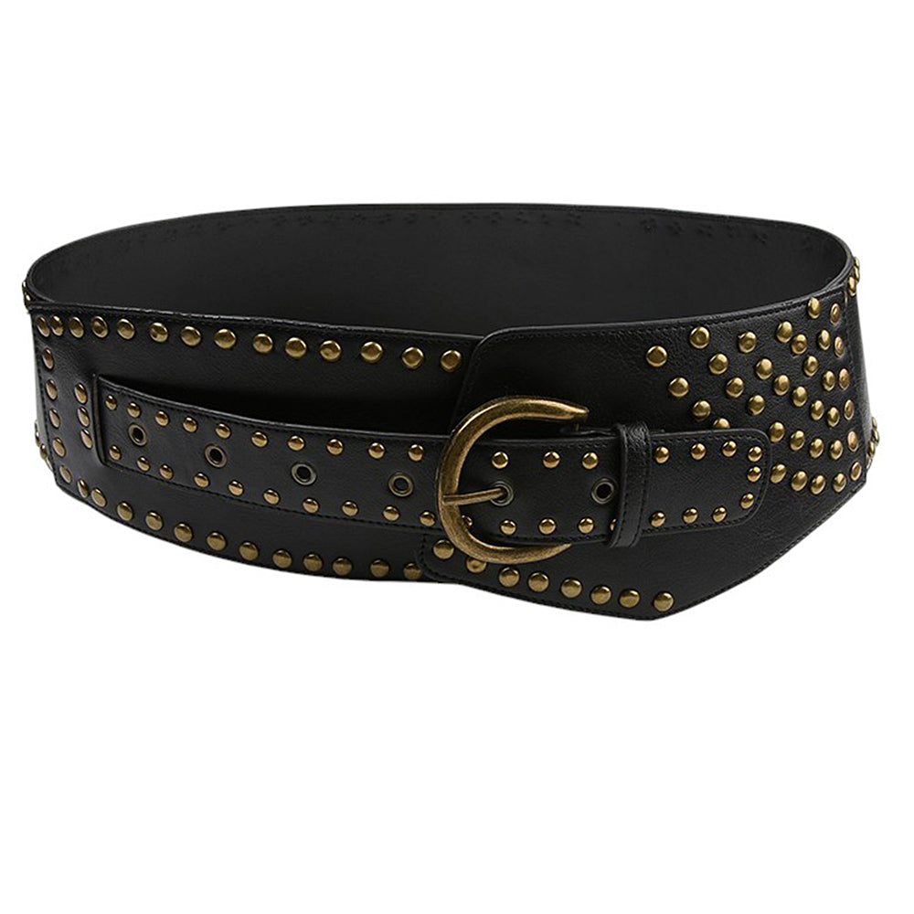 STUDDED BELT GOTHIC BUCKLE VEGAN LEATHER ALTERNATIVE FASHION