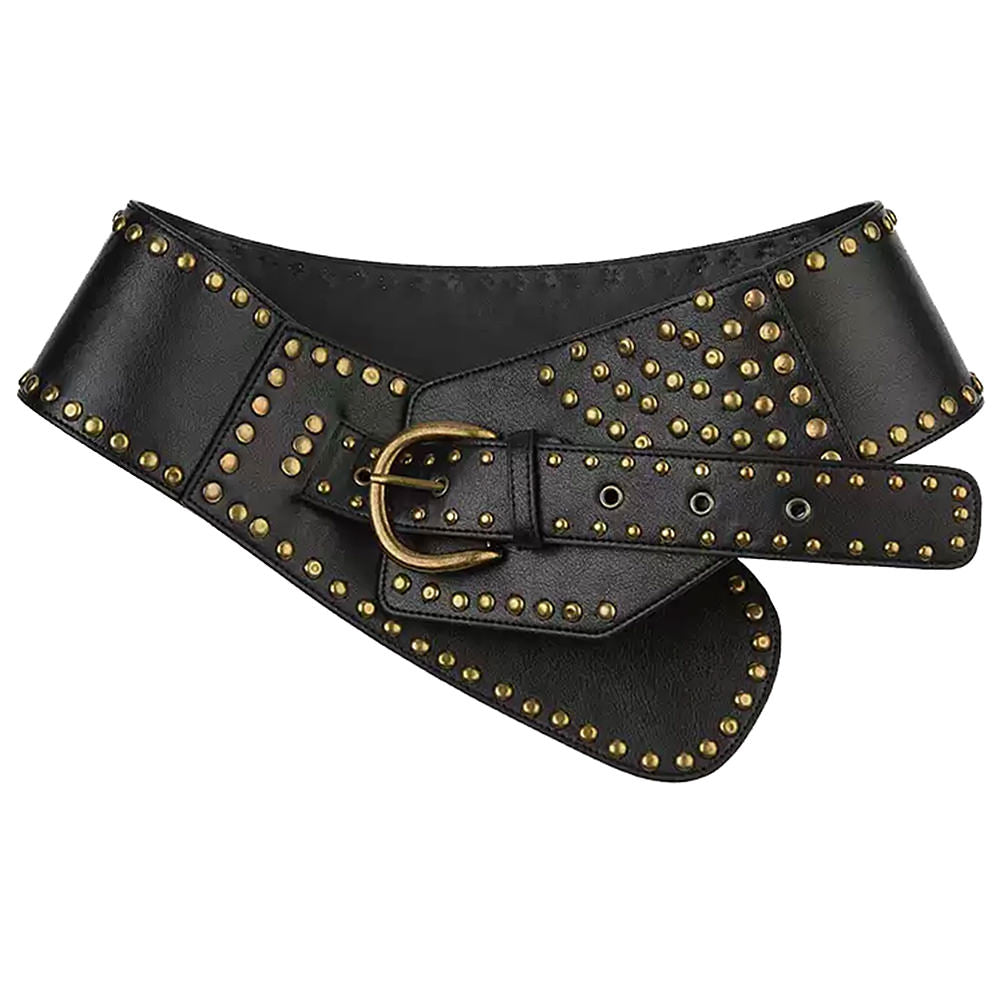 STUDDED BELT GOTHIC BUCKLE VEGAN LEATHER ALTERNATIVE FASHION