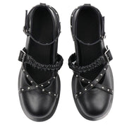 STUDDED BLACK MARY JANE SHOES BOOGZEL CLOTHING